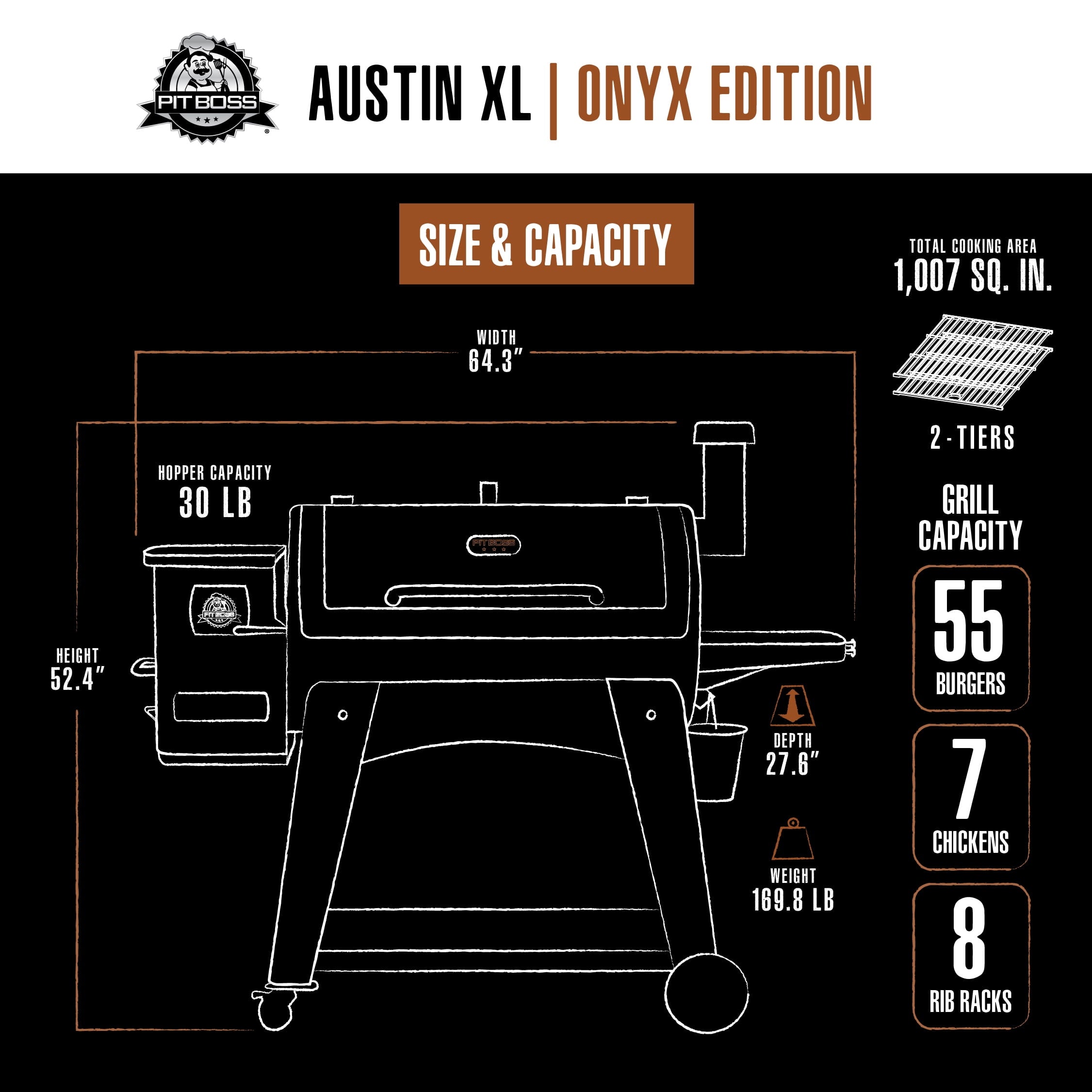Boss Onyx Edition Austin XL 1000 Wood Pellet Grill