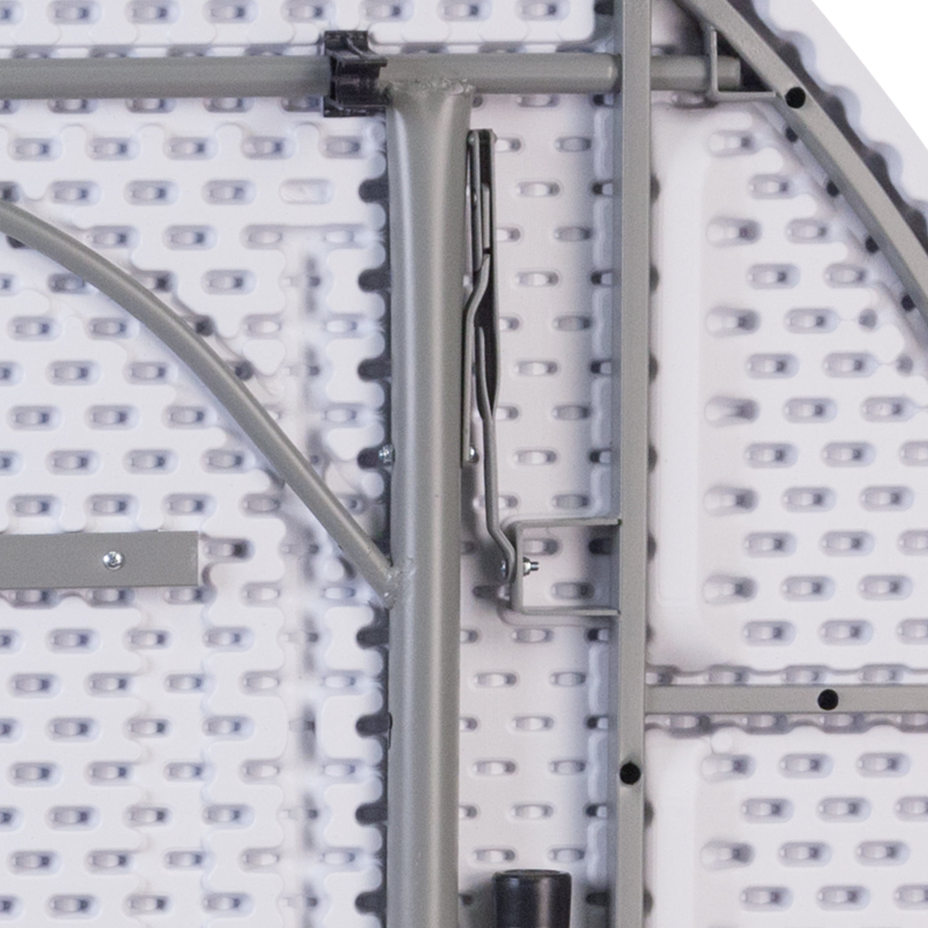 BizChair 5.89-Foot Round Bi-Fold Granite White Plastic Banquet and Event Folding Table with Carrying Handle