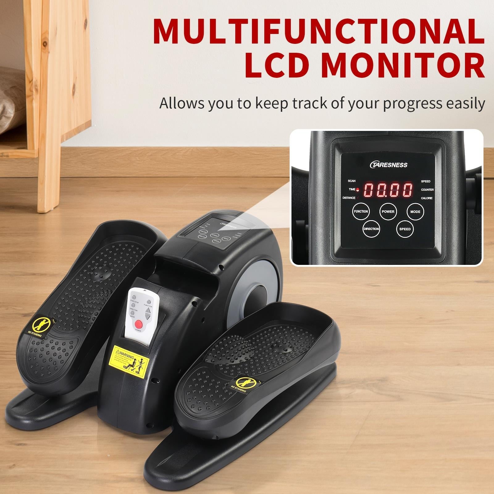 UBesGoo 50W Electric Elliptical Trainer Pedal, Mini Elliptical Trainers Exerciser, Black/Gray