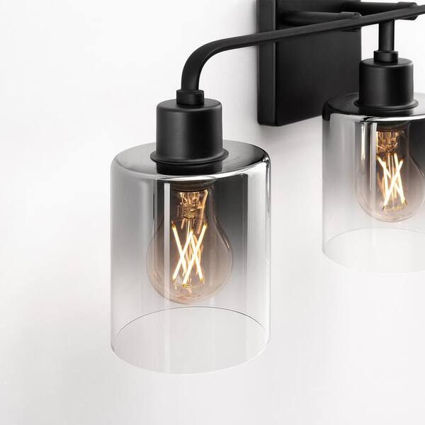 21.7 in. 3-Light Modern Black Bathroom Vanity Light With Bulbs Included