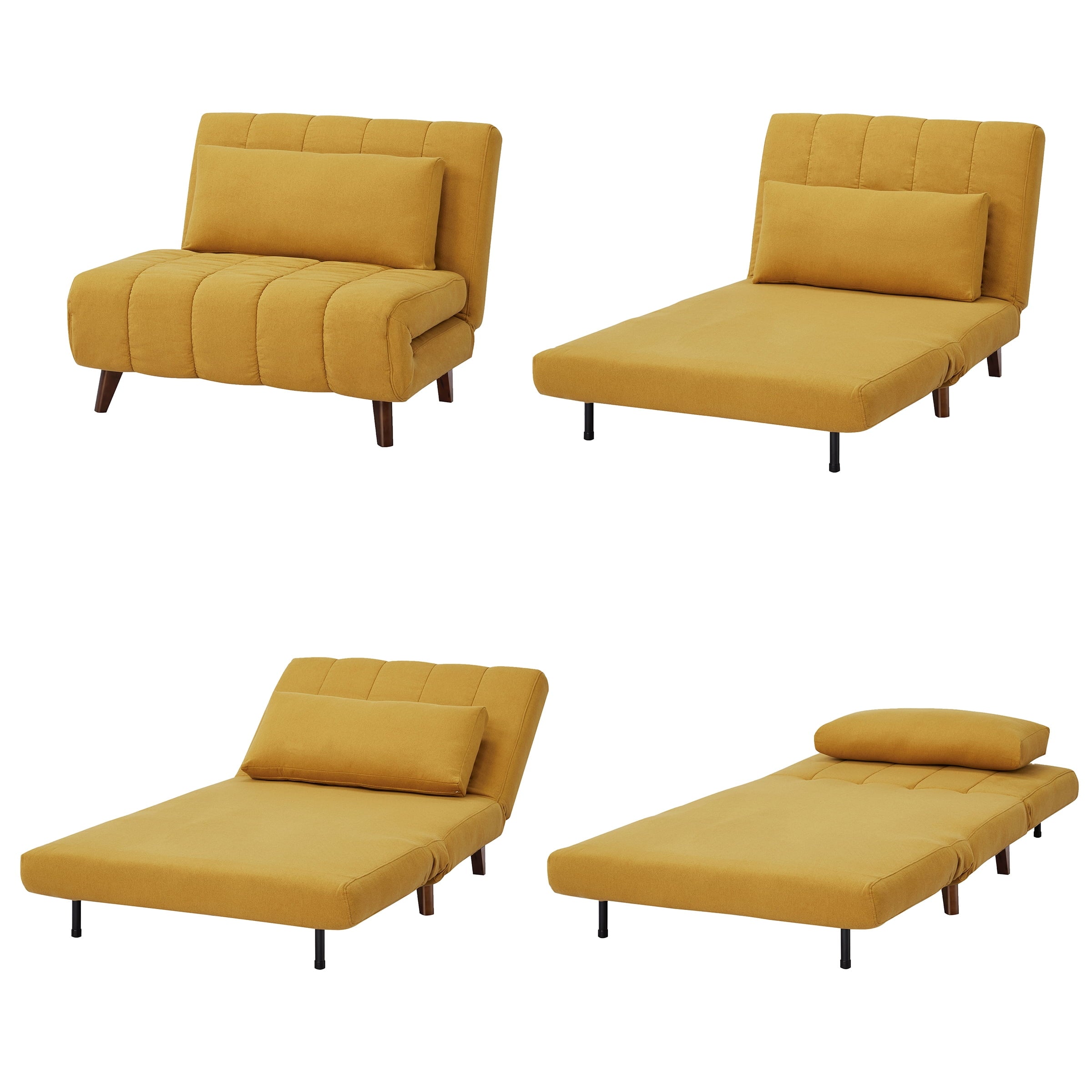 A&D Home Springfield Polyester Convertible Futon Chair, Yellow