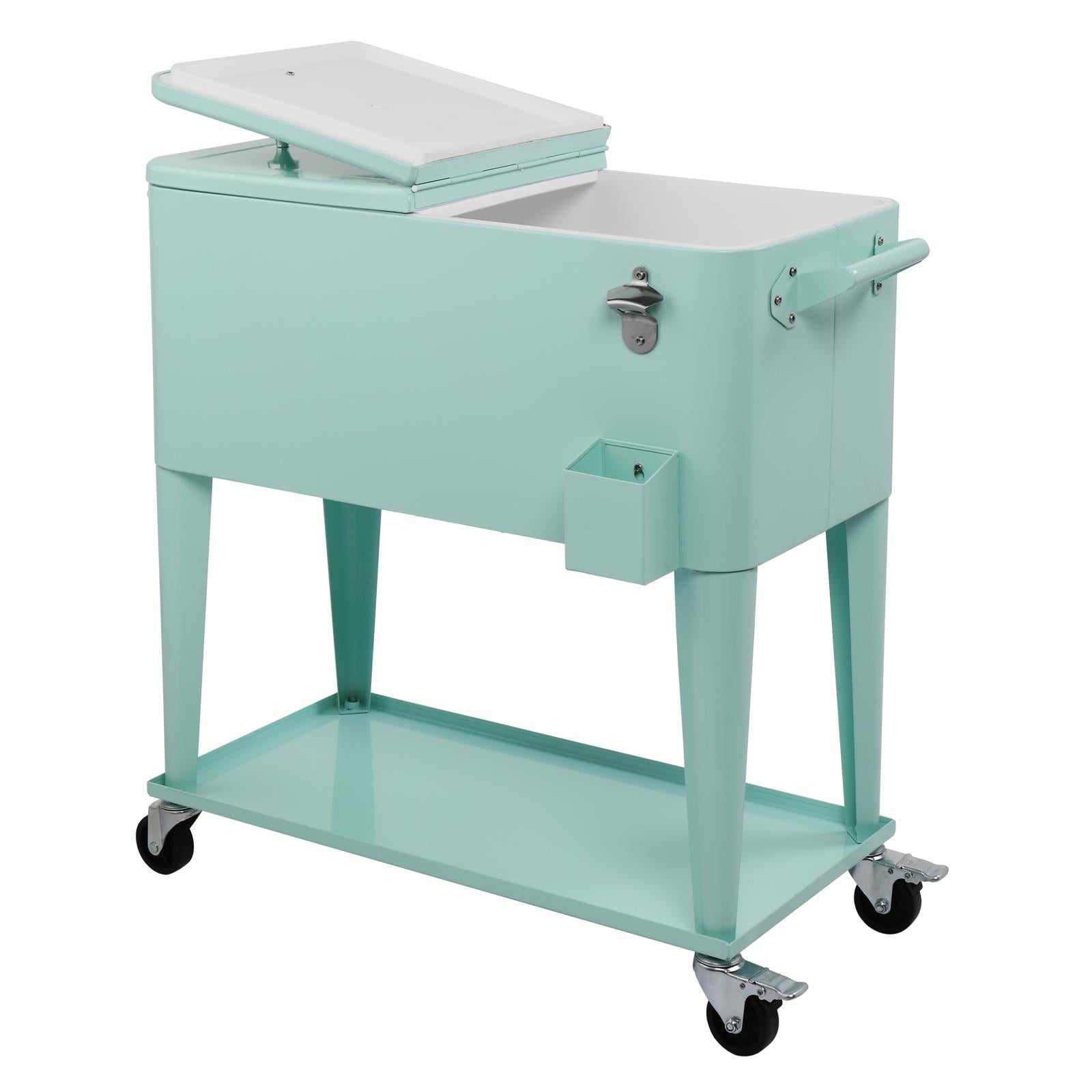 SalonMore Rolling Cooler 80QT Frozen Warm Function with Shelf Green