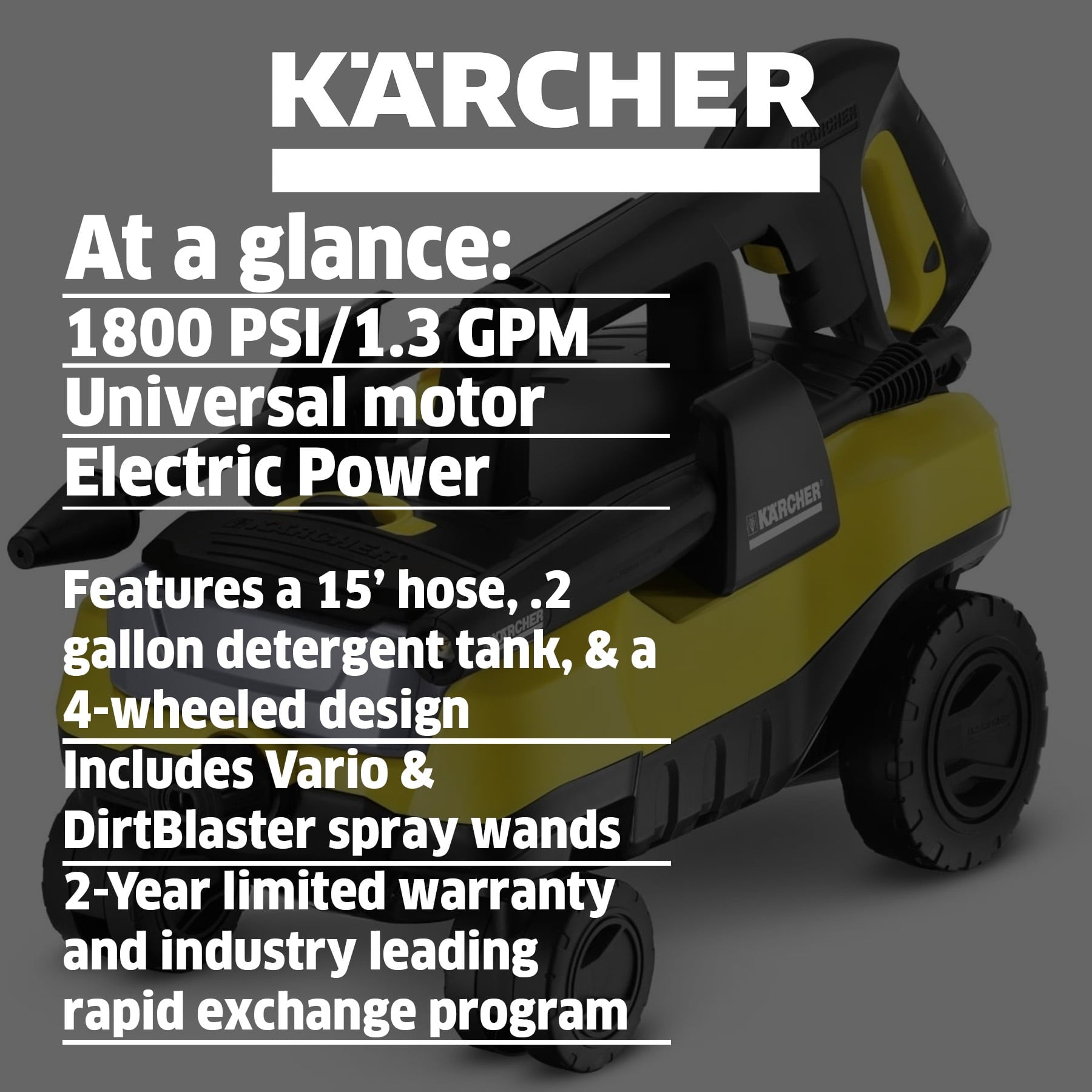 Kärcher K3 Follow Me Electric Pressure Washer 2100 Max PSI 1.3 GPM – Vario & DirtBlaster Wand - New