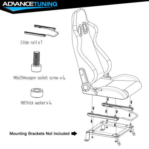 Reclinable Racing seat Left Drive + Dual slider Grey PU &Carbon Leather Back