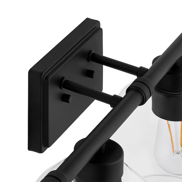 Laurel Brook 34 in. 4-Lights Matte Black Industrial Bathroom Vanity Light