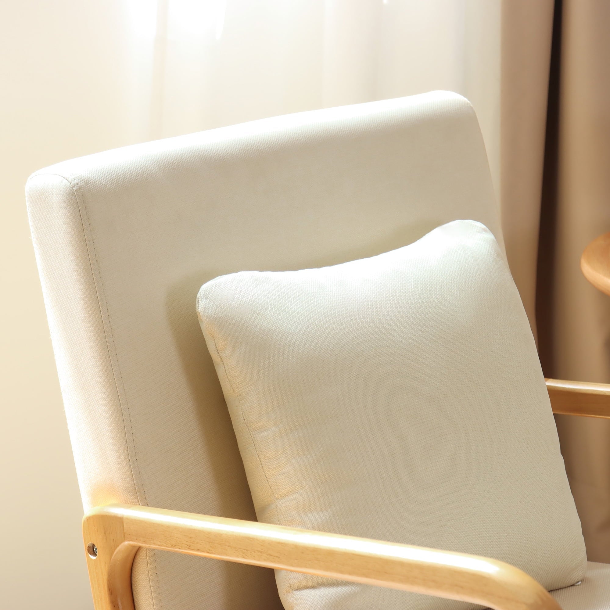 Mid Century Modern Accent Chair,Fabric Reading Armchair,Linen Upholstered Accent Chairs for Living Room/Bedroom,25.6