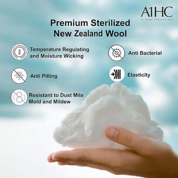 108 in. x 96 in. Navy/Grey 100% Pure New Zealand Wool 200 GSM Reversible Wool Blanket