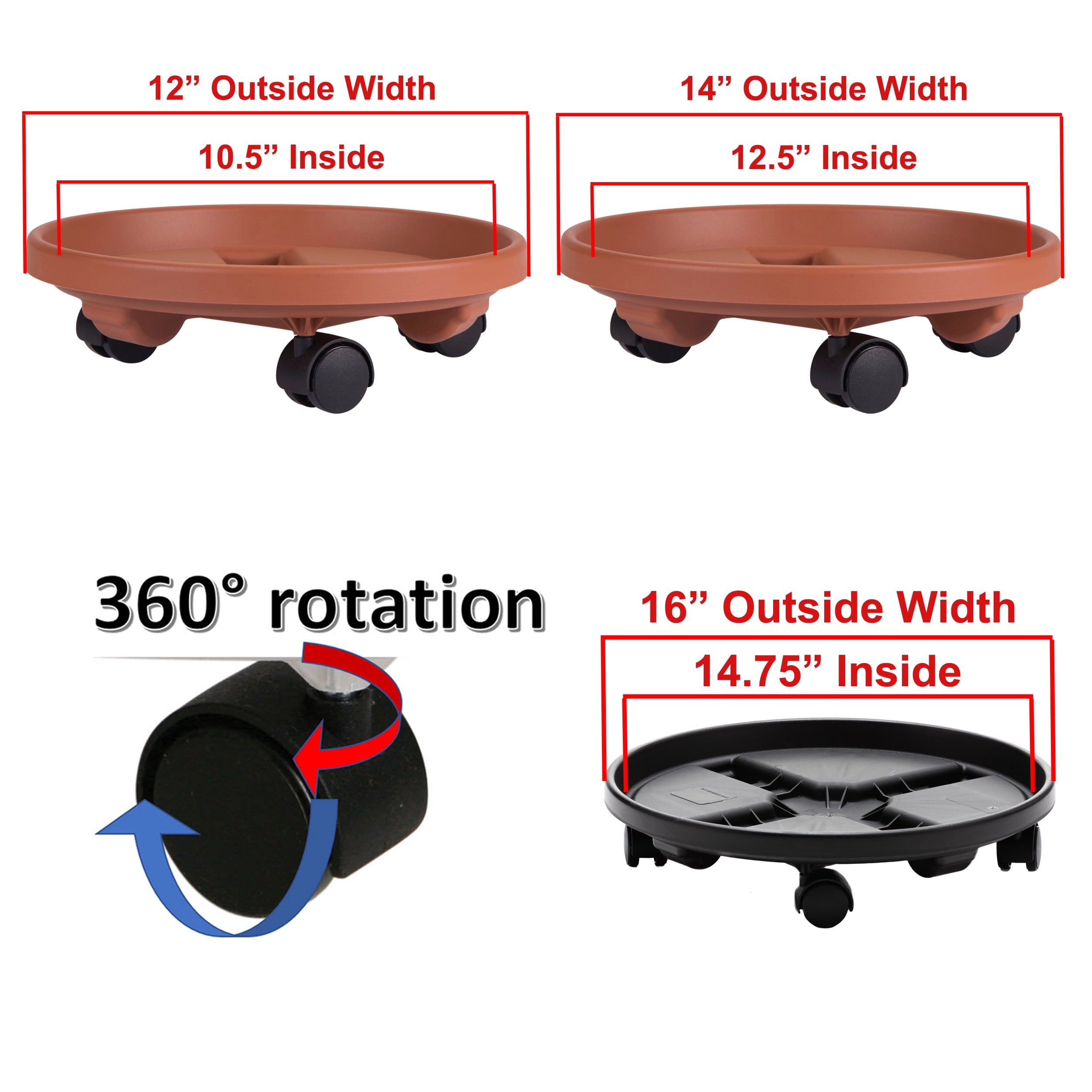 Bloem 14-in Round Planter Caddy With Wheels - Black - 100 lb Capacity