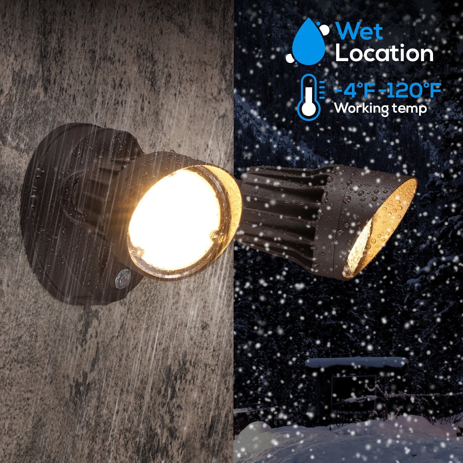 LEONLITE 2 Pack 3CCT LED Security Light, Dusk to Dawn LED Flood Light, Warm White/Cool White/Daylight Selectable, 2-Head Adjustable, 25W(200W Equiv.), Bronze