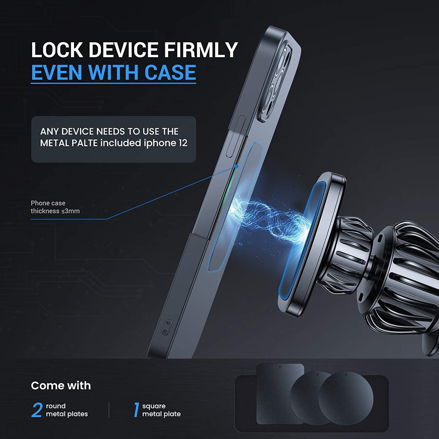 LISEN Car Phone Holder Mount, [Upgraded Clip] Magnetic Phone Car Mount [6 Strong Magnets] Cell Phone Holder for Car [Case Friendly] iPhone Car Holder Compatible with All Smartphones & Tablets