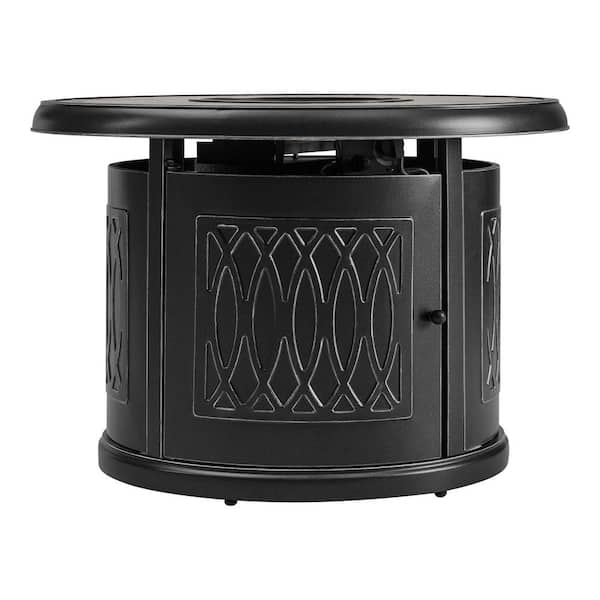 St. Charles 36 in. x 25 in. Round Steel Liquid Propane Black Fire Pit Table