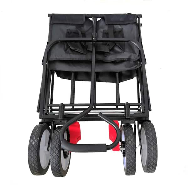 3.6 cu.ft. Oxford Fabric Steel Frame Wagon Heavy-Duty Folding Portable Hand Garden Cart with Universal Wheels in Yellow