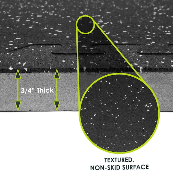 Rubber Top Thick Exercise Puzzle Mat Grey 24 in. x 24 in. x 0.75 in. EVA Foam Interlocking Tiles (12-Pack (48 sq. ft.)