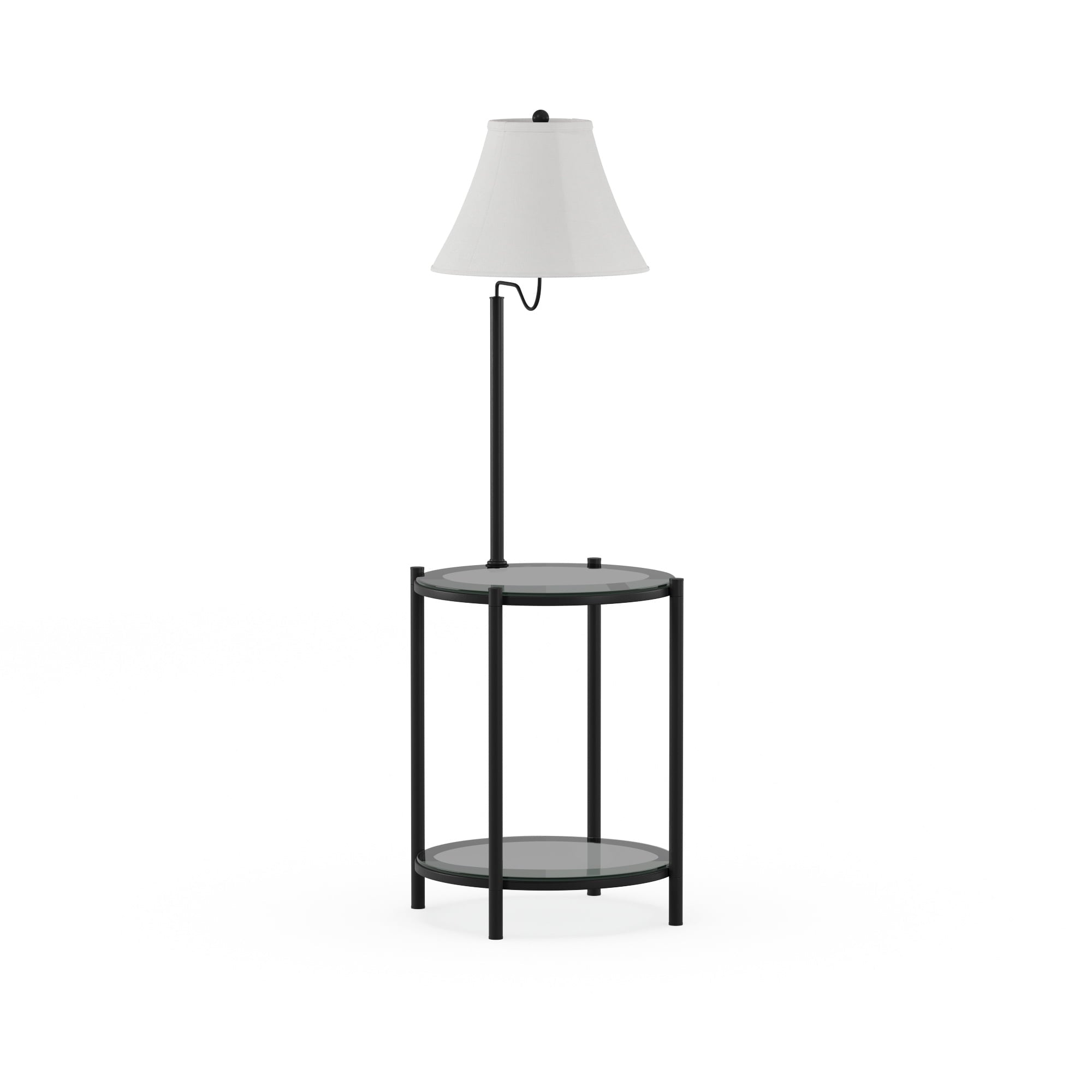 Mainstays Glass End Table Floor Lamp, Matte Black