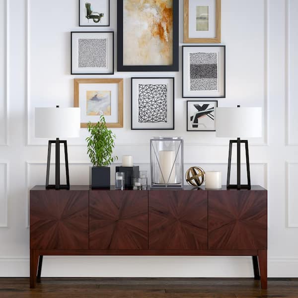 Helena 24 in. Blackened Bronze Table Lamp with Fabric Shade