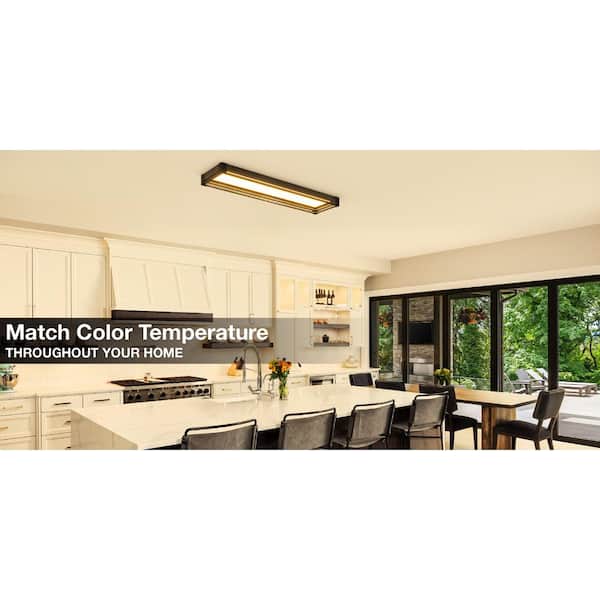 Sebastian 48 in. x 13 in. Modern White Satin Nickel CCT Selectable LED Flush Mount Ceiling Light 4000 Dimmable Lumens