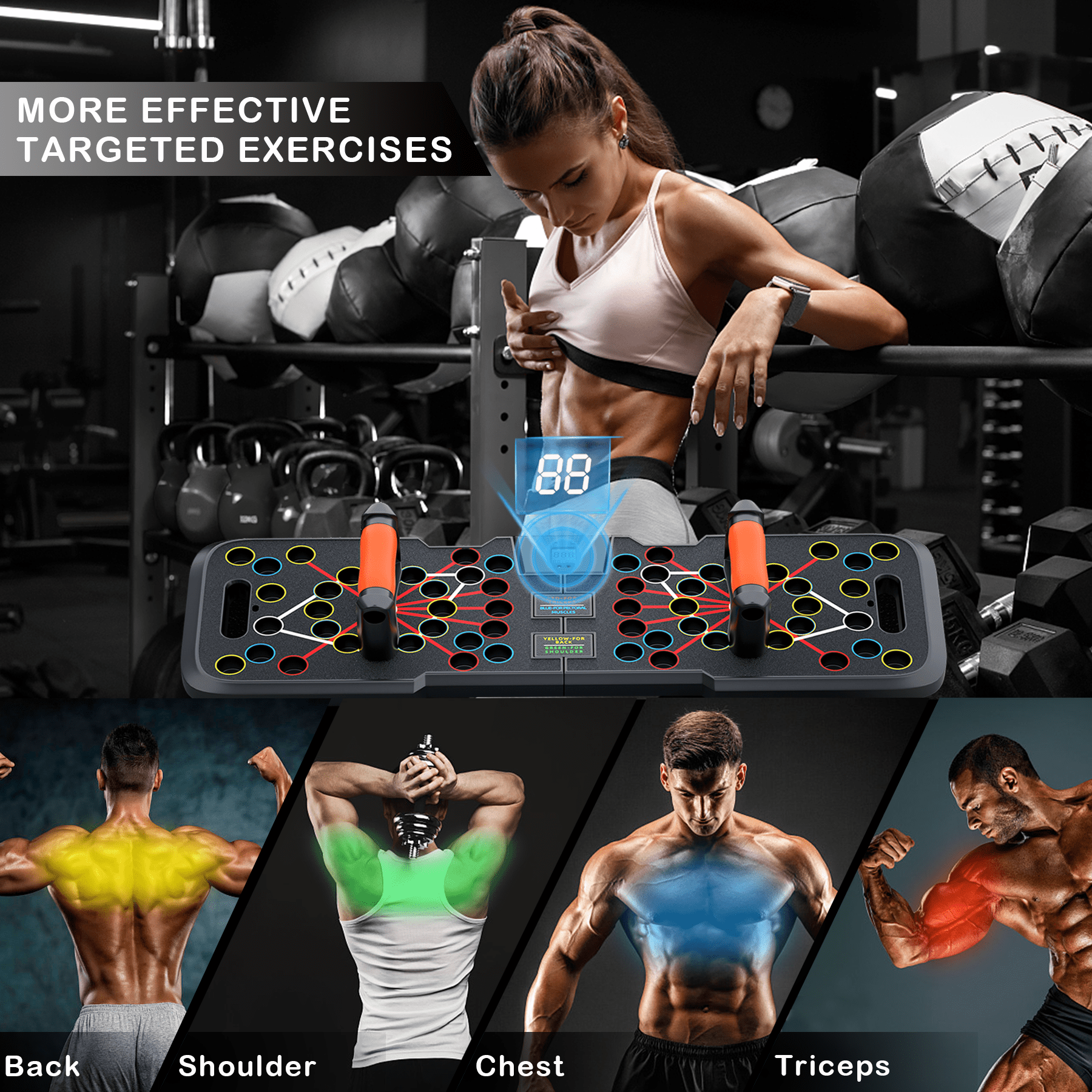 Dainty Push Up Board 14 in 1 Home Workout Equipment Foldable Push Up Board with Automatic Time Count Exercise Grip Chest Back Sholders Arm