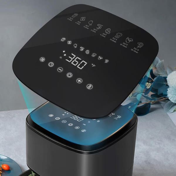 4 Qt. Black Low-noise Air Fryer Oven with 8 in. App Recipes and Intelligent Touch Panel