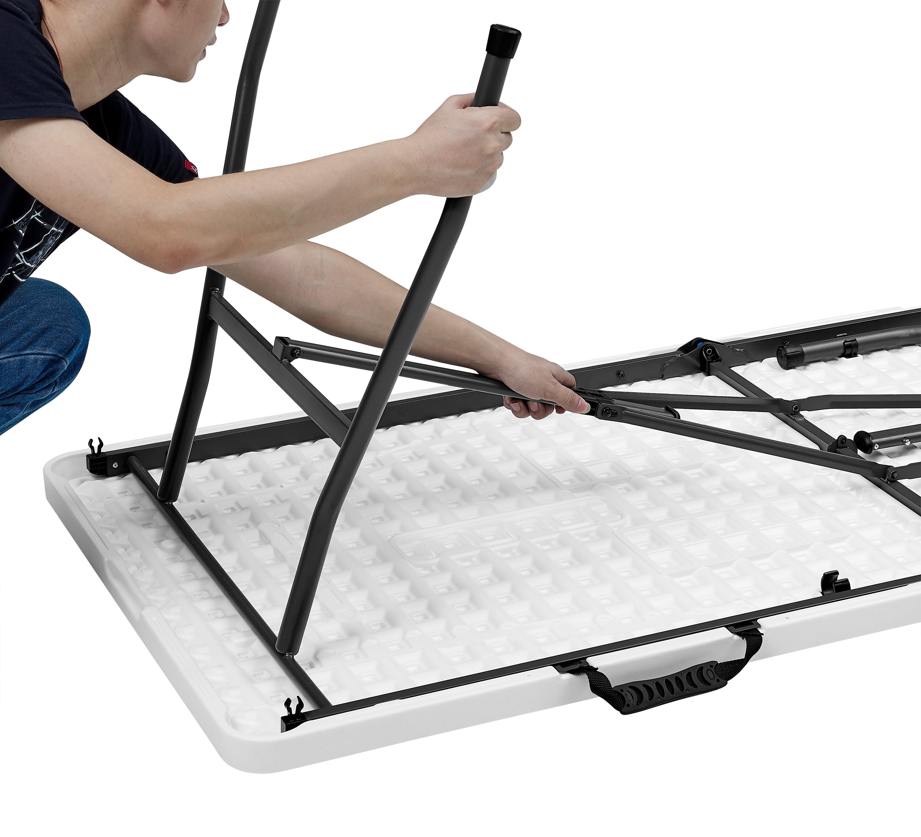 Mainstays 6 Foot Premium Fold-in-Half Table, White Granite