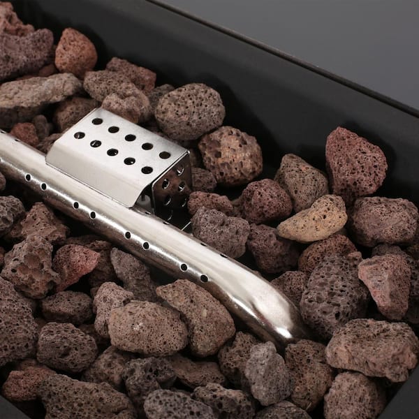 Warren Dark Gray and Black Rectangular Stone Fire Pit (No Tank Holder)