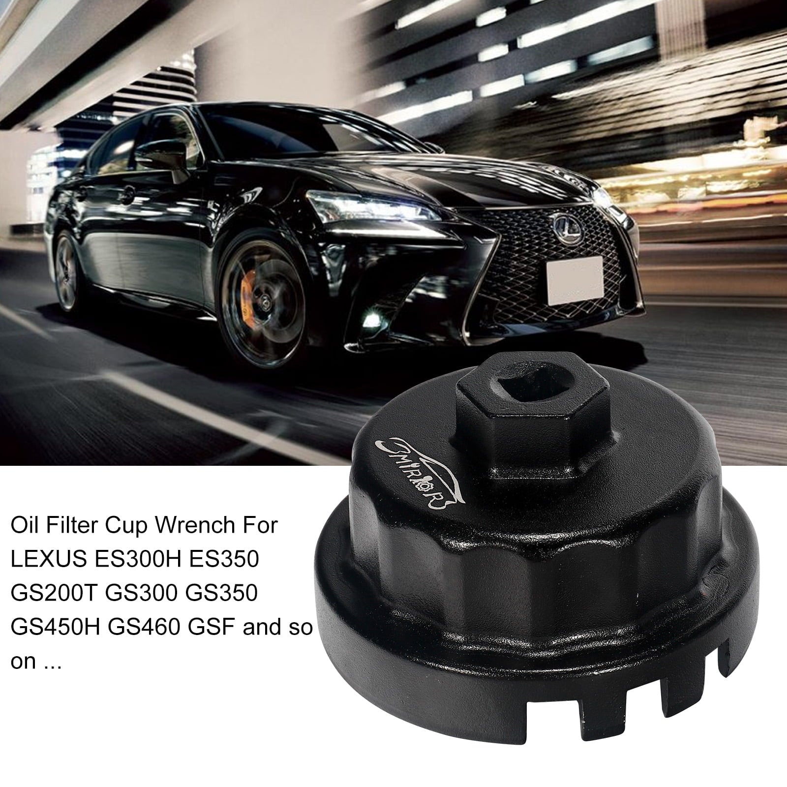 3mirrors Oil Filter Wrench Oil Filter Removal Tool Compatible with Toyota Lexus Scion RAV4 Camry Tundra Highlander Sienna Prius 2.5 - 5.7L Engine with 64mm Cartridge Style Oil Filter System