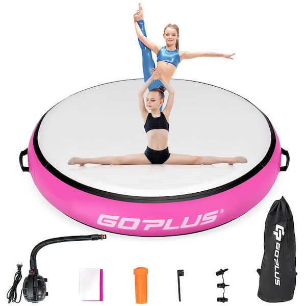40'' Inflatable Round Gymnastic Mat Tumbling Floor Mat W/Electric Pump Pink