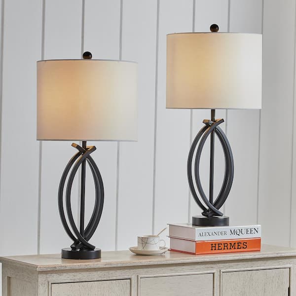 Cincinati 24 '' Black Table Lamp Set With White Shade (2-Pack）