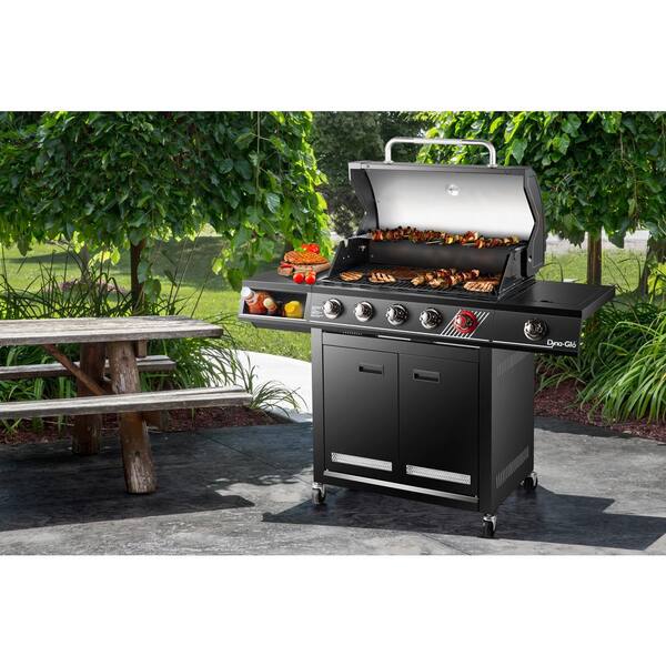 5-Burner Natural Gas Grill in Matte Black with TriVantage Multifunctional Cooking System