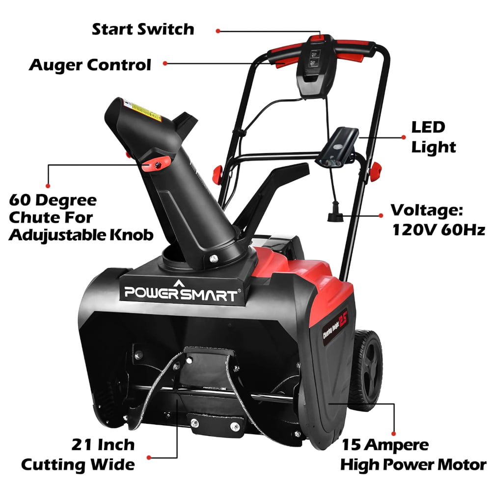 21 in. Electric Single Stage Snow Thrower with LED Light