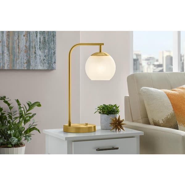 21.5 in. Frazier Table Lamp Brass Milk Glass Shade