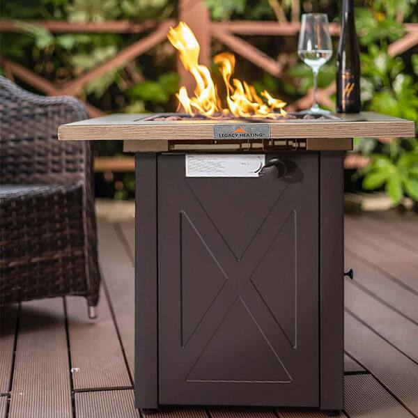28 in. Brown Square Metal Steel Fire Pit Table