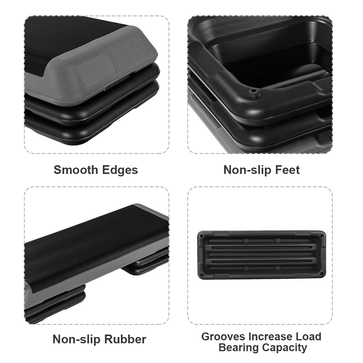 Fitness Aerobic Step 43'' Cardio Adjust 4'' - 6'' - 8'' Exercise Stepper w/Risers