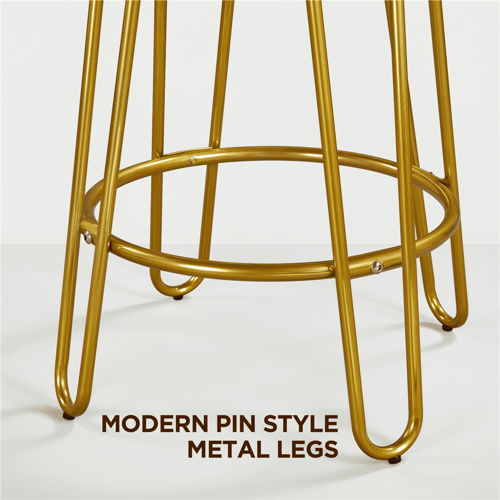 Smile Mart Upholstered Velvet Counter-Height Barstool, Set of 2, Black