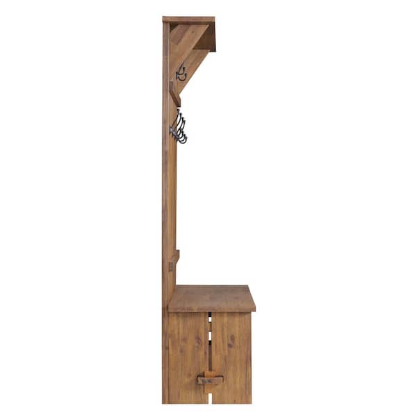 70 in. H Natural Bethel Acacia Wood Hall Tree