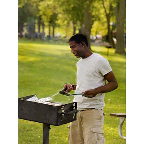 3-1/2 in. Commercial Park Rotating Flipback Pedestal Charcoal Grill with Post