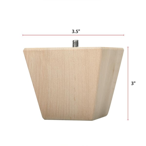 Contemporary Bun Foot - 3 in. H x 3.5 in. Dia. - Sanded Unfinished Hardwood - DIY Leg for Sofas, Stools, Armchairs