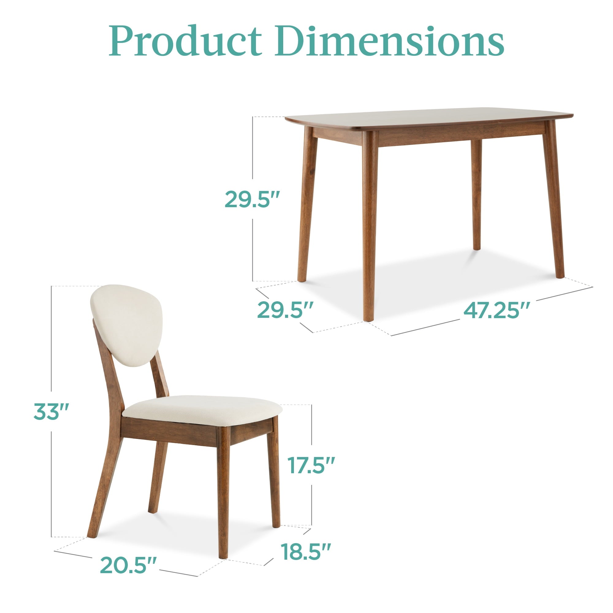 Best Choice Products 5-Piece Compact Wooden Mid-Century Modern Dining Set w/ 4 Chairs, Padded Seat & Back - Brown/White