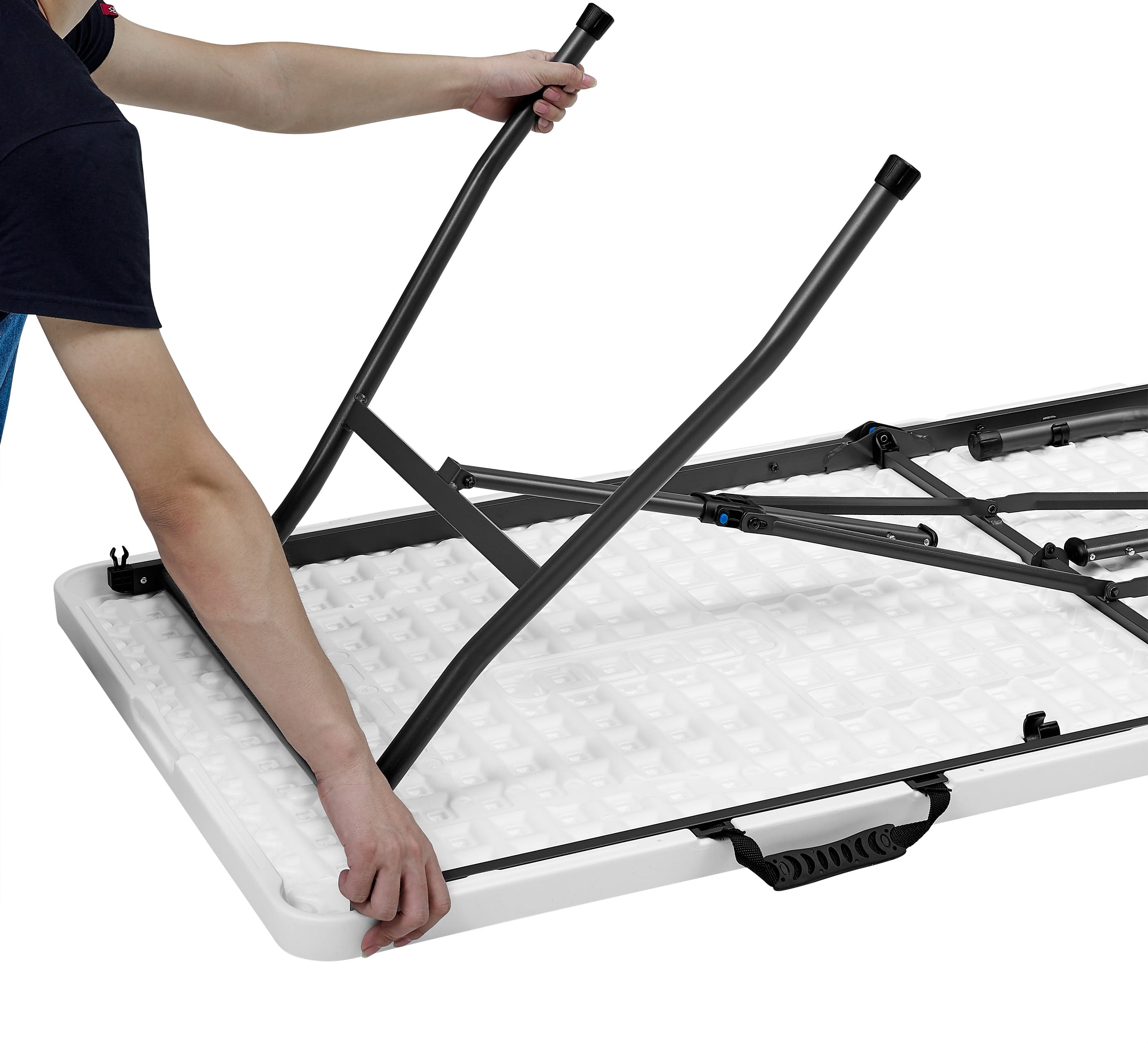 Mainstays 6 Foot Premium Fold-in-Half Table, White Granite