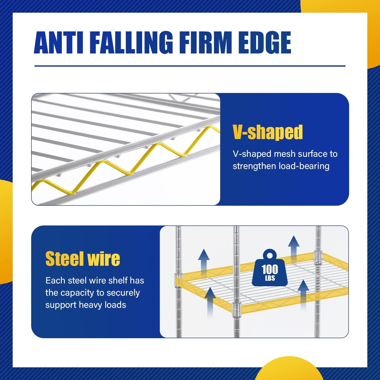 FDW Adjustable Storage Shelves Metal Storage Shelf fo adults(Chrome, 16.7L×11.8W×63.6H)