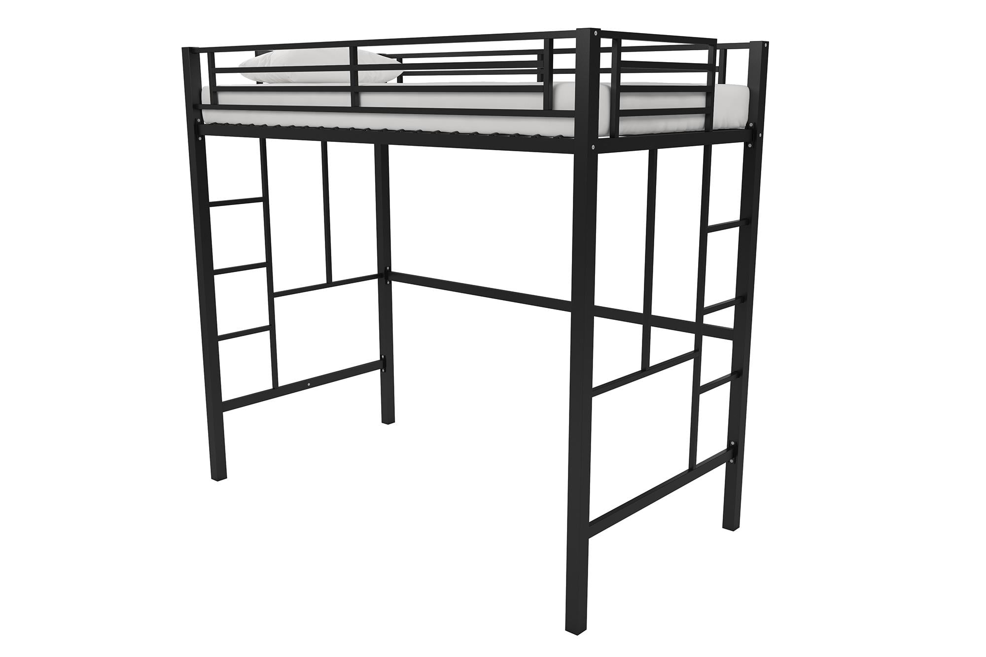 Your Zone Brittain Twin Metal Loft Bed, Black