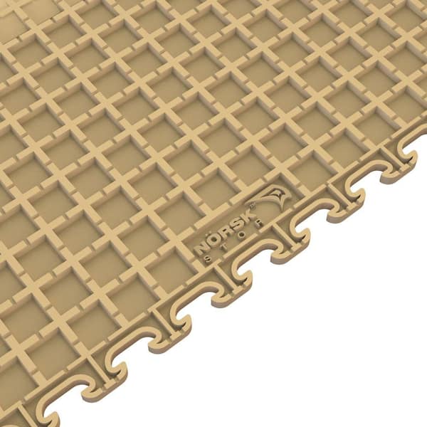 Multi-Purpose 18.3 in. x 18.3 in. Beige PVC Garage Flooring Tile with Raised Coin Pattern (6-Pieces)
