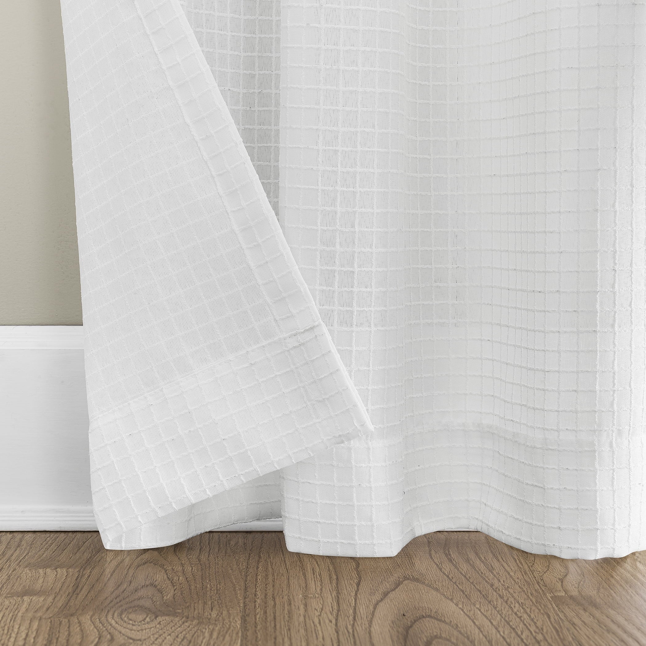 Mainstays Waffle Casual Textured Semi-Sheer Grommet Curtain Panel Pair, 38