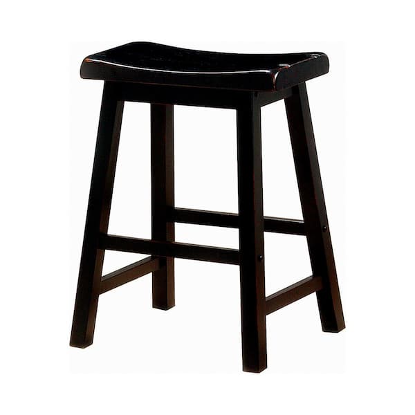 24-inch Wooden Counter Stools Black (Set of 2)