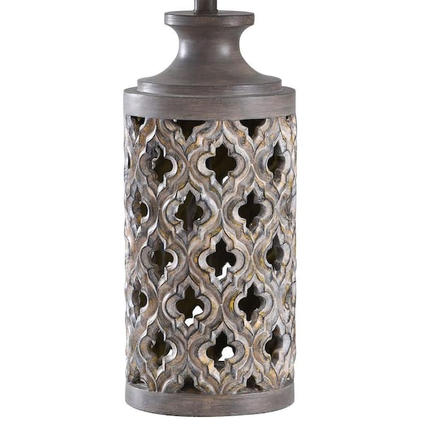 34.5 in. Vincent Gray Table Lamp with Gray Hardback Fabric Shade