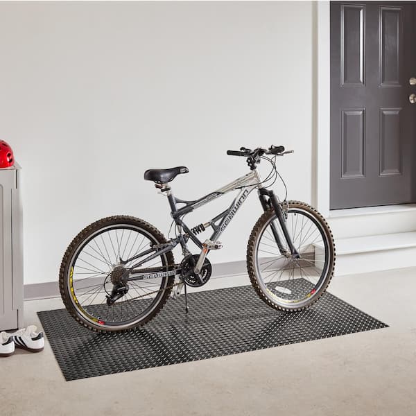 Black 3 ft. W x 6 ft. L Diamond Vinyl Fitness Equipment and Utility Mat (18 sq. ft.)