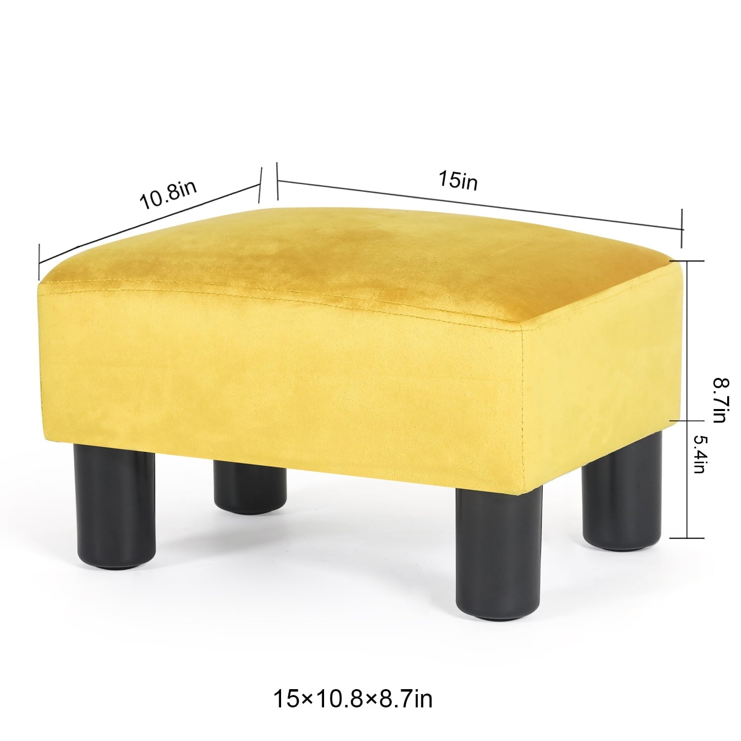 Homebeez Fabric Ottoman Footstool Square Padded Foot Rest Stool Seat,Yellow