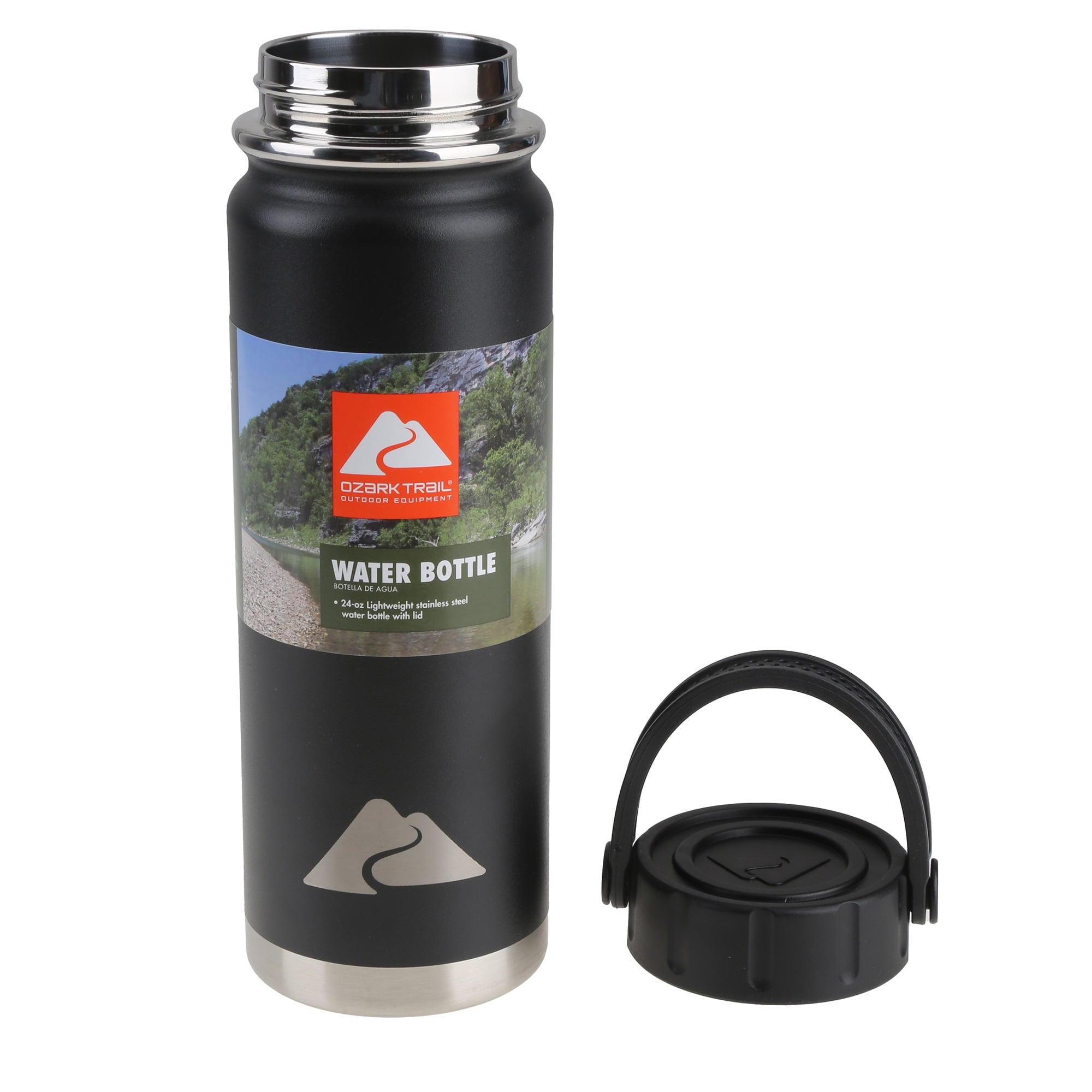 Ozark Trail 24 oz Black Stainless Steel Water Bottle with Screw Cap