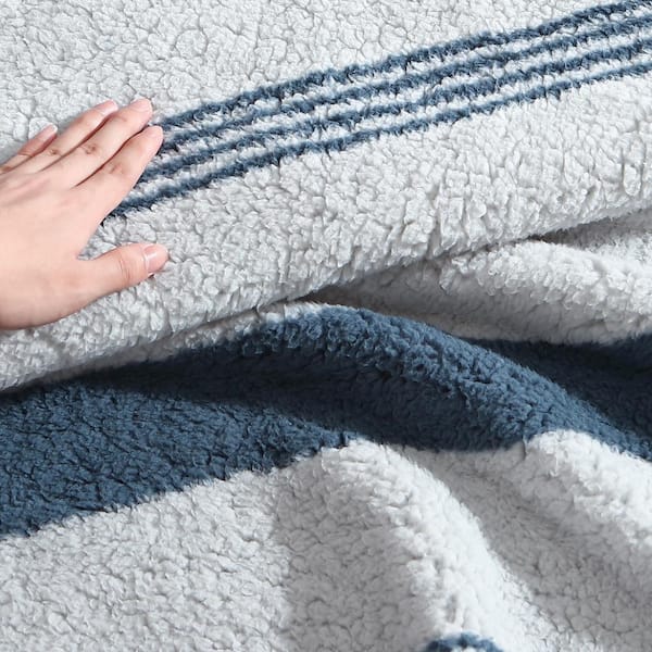 Saltmarsh Sherpa Navy Blue Microfiber Throw Blanket