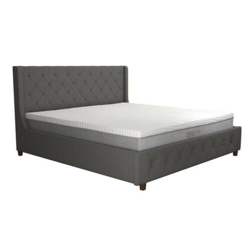CosmoLiving Mercer Mid-Century Fabric King Upholstered Bed in Gray