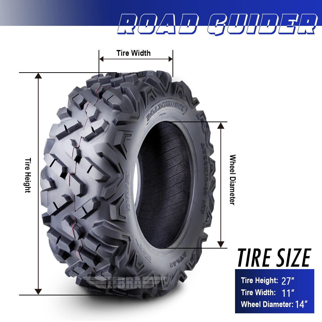 Set of 2 ATV UTV Tires 27x11-14 27x11x14 6PR Mud